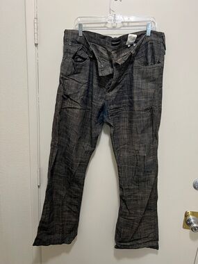 Emporio Armani Men's Dark Charcoal Plaid Chinos